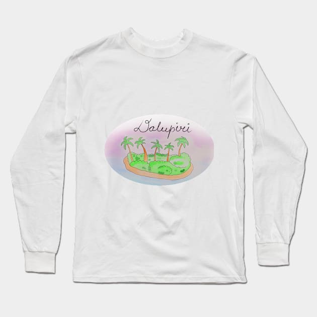 Dalupiri watercolor Island travel, beach, sea and palm trees. Holidays and vacation, summer and relaxation Long Sleeve T-Shirt by grafinya